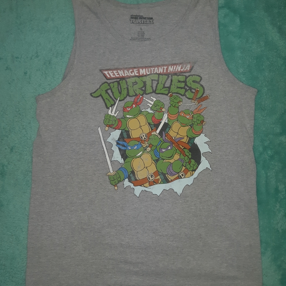 Teenage mutant ninja turtles grey tank top cartoon